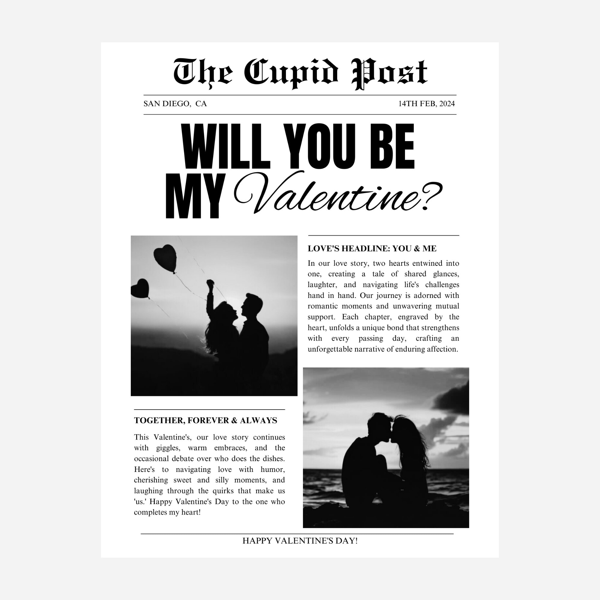 valentine's cupid post newspaper template: valentine flower wrap