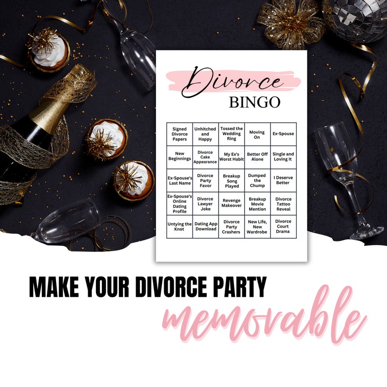 Divorce Bingo Party Game Printable Divorce Party Games Instant Download