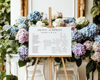 Custom Wedding Crossword Puzzle Template, Sip and Solve Puzzle, Personalized Wedding Printable Game, Bridal Shower Crossword Game