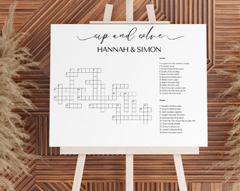 Crucigrama de boda personalizado, crucigrama de boda grande, rompecabezas de sorber y resolver, juego de invitados de boda, juego imprimible de boda personalizado