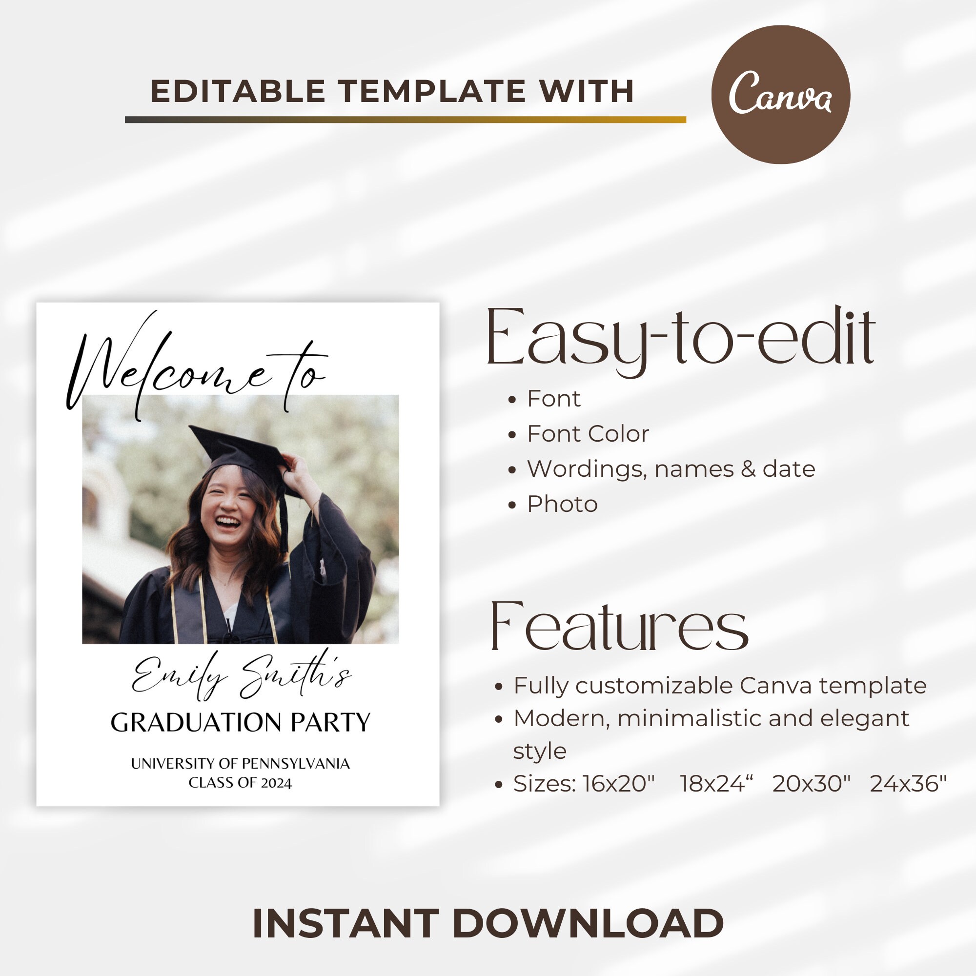 Graduation Welcome Note Graduation Welcome Sign Template | Editable Graduation Welcome Sign ...