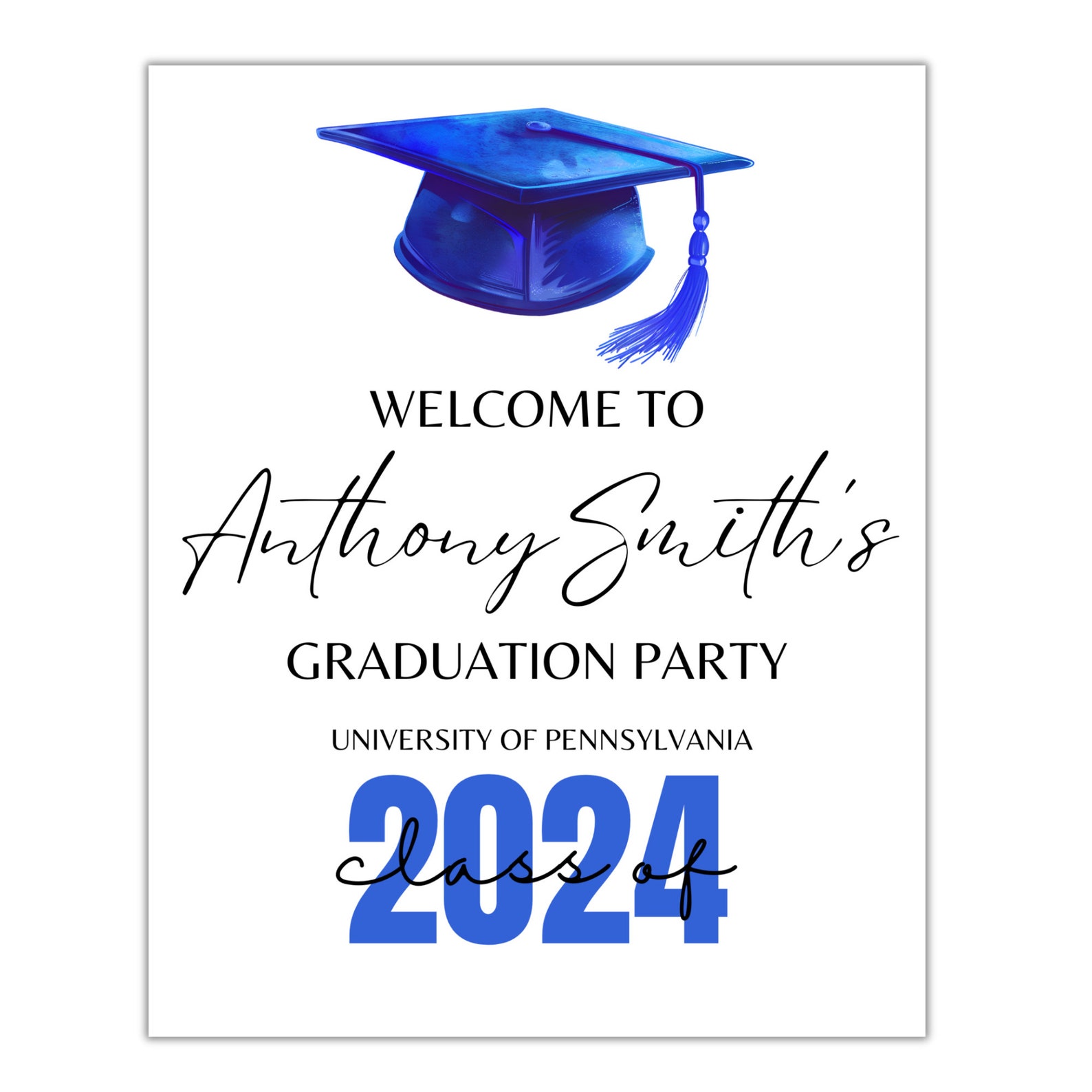 Modern Blue Graduation Sign Template (digital Download) Etsy