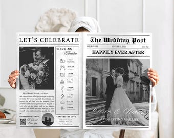 Wedding Newspaper Template: Customizable Wedding Announcement (Digital Download)