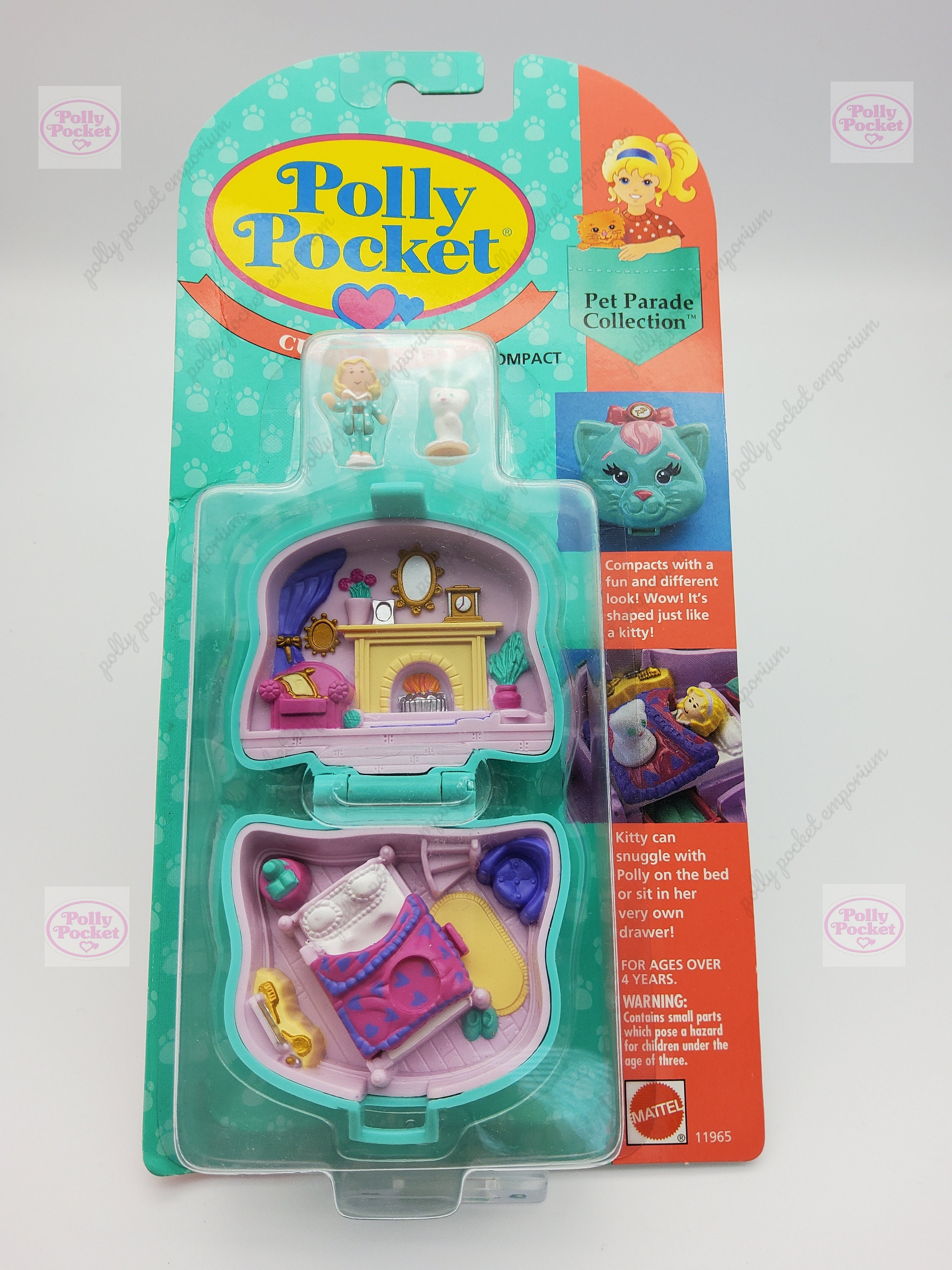 Vintage 1993 Polly Pocket Cuddly Kitty Pet Parade Collection, Compact Only