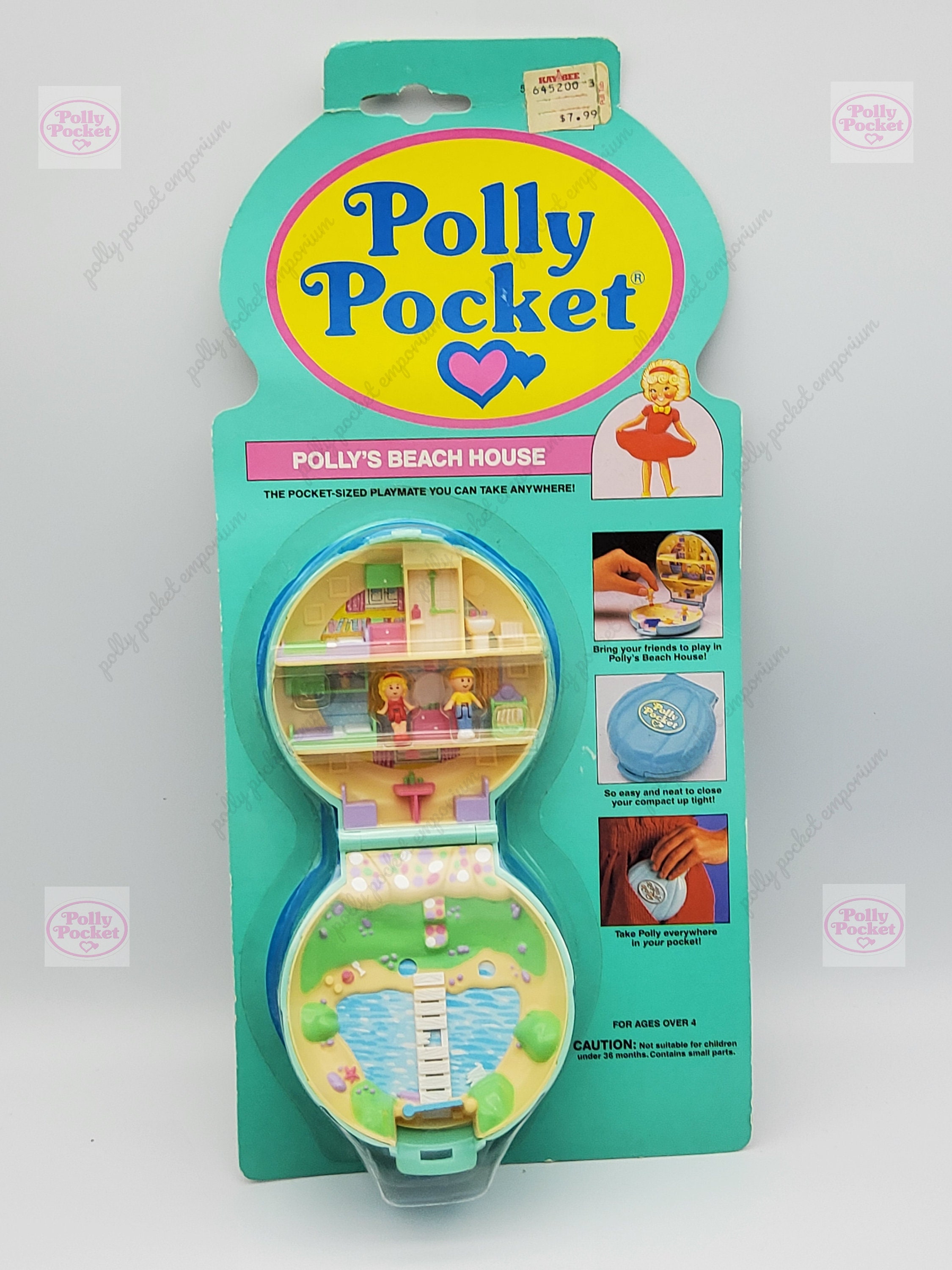 NEW Polly Pocket Fashion Game Board Tin Box Puzzle Dolls RARE Beach Playset  HTF