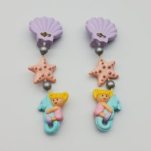 Polly pocket princess seashell dangle earrings 100% complete