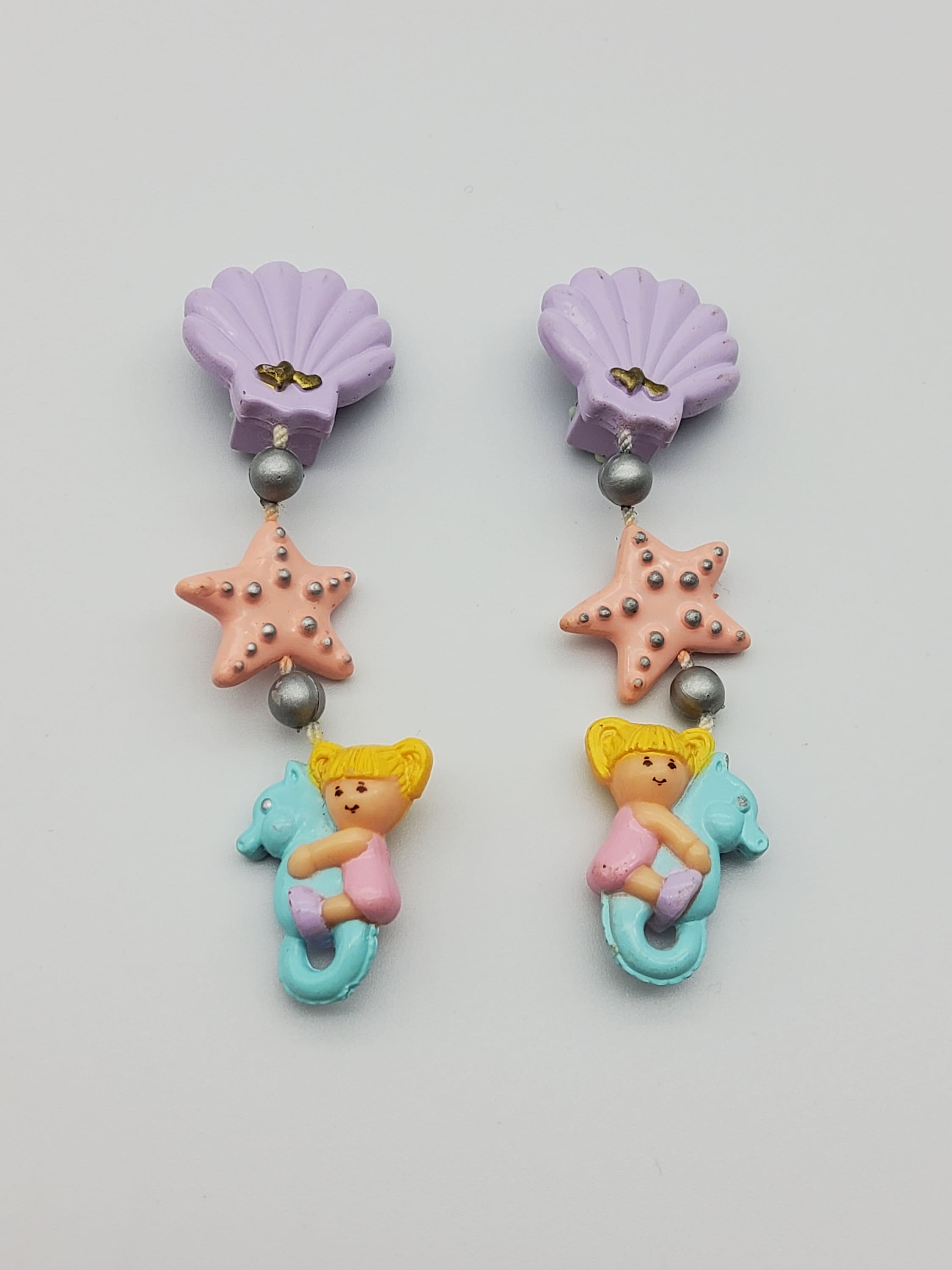 Polly pocket princess seashell dangle earrings 100% complete