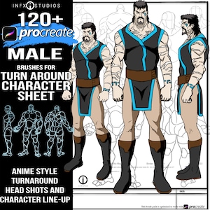 120 plus Male Turnaround Procreate Pose Brushes, Guides For hand Drawn Digital Art of Your Existing or  Original Characters Creations