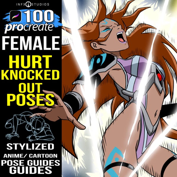100 Procreate Female Hurt, knocked out Pose Stamps For Artist, poses stamp brushes for Procreate, poses stamp, body stamp