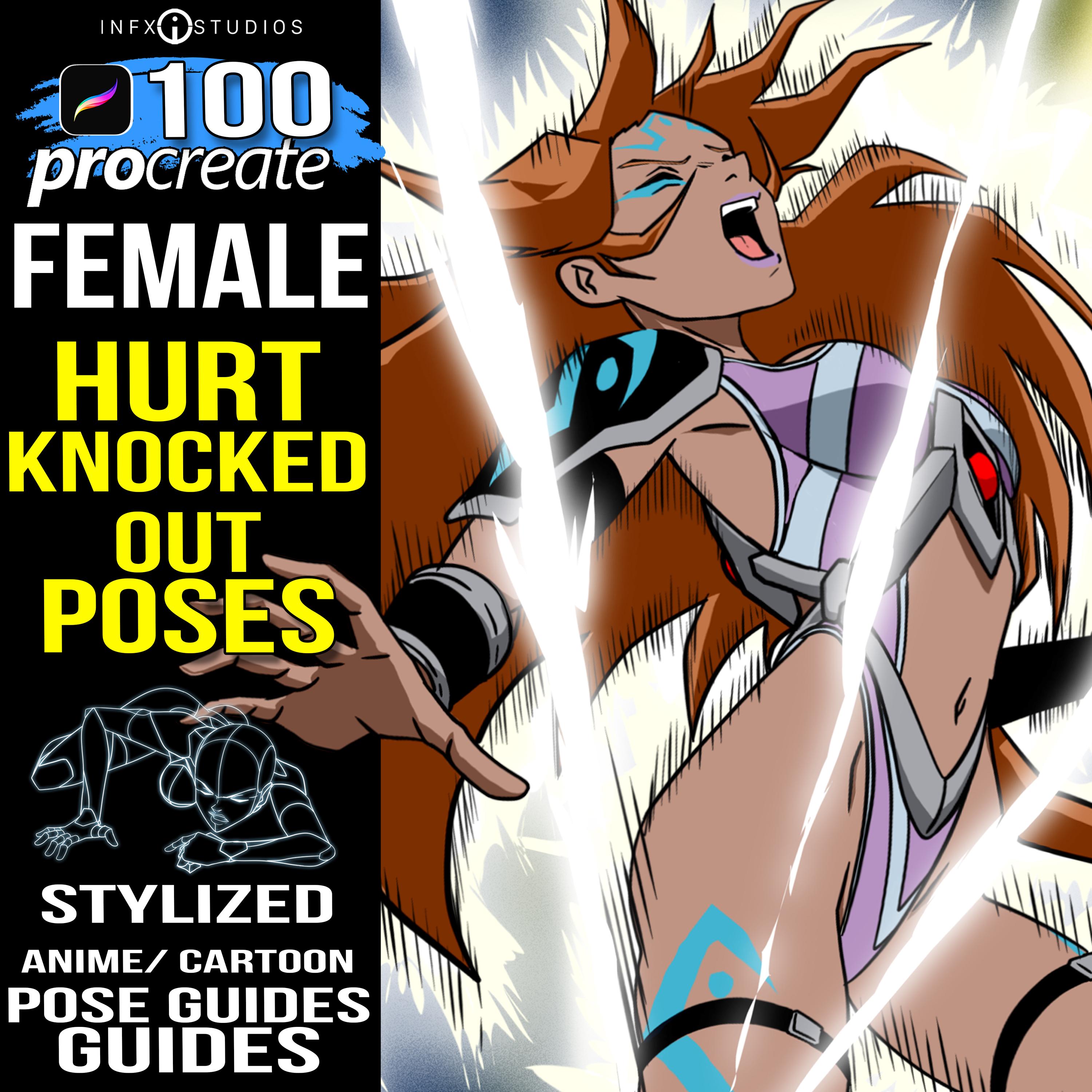 100 Procreate Female Hurt, knocked out Pose Stamps For Artist, poses stamp brushes for Procreate, poses stamp, body stamp
