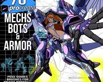 70 Procreate Mechs & Robots Brushes: Anime Pose Guide (Digital Download)