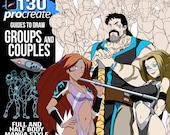 Procreate Brushes: Anime Couple & Group Poses (130 Figures) (Digital Download)