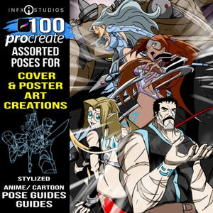 100 verschiedene Posen für Cover und Poster, Pose Stempel, Pinsel für Procreate Figuren, Posen Stempel, Körper stempel