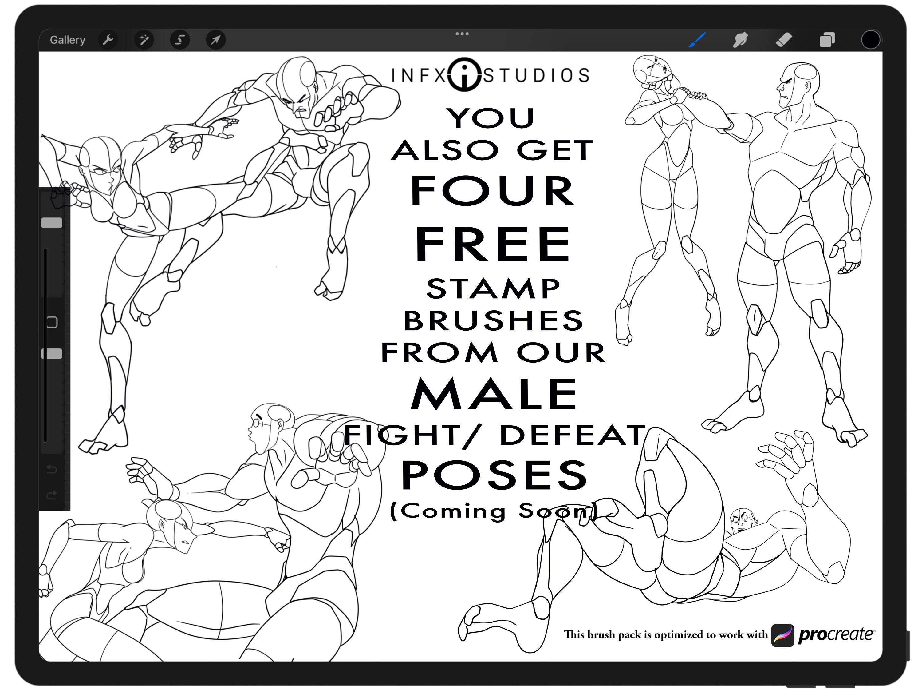 80 Female Fight Pose Stamps: Anime Procreate Anatomy Brushes (digital ...