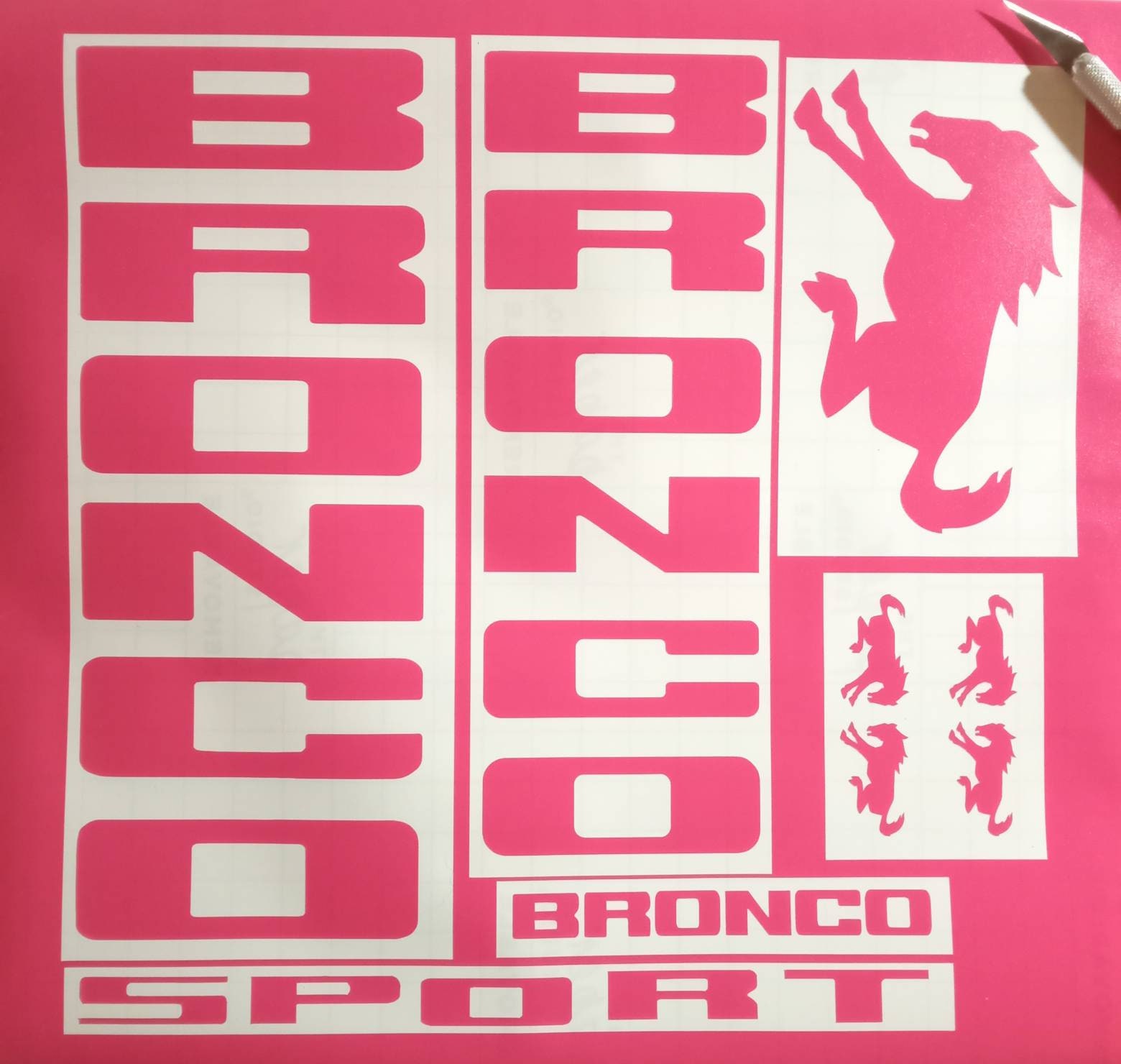 Ford Bronco Sport Overlay Decals Hot Pink Includes a Bucking pic