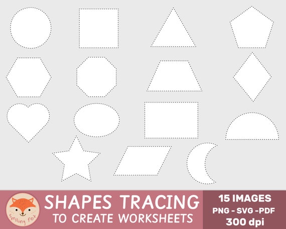 Shapes Clip Art Dotted Shapes Clipart to Create Worksheets - Etsy