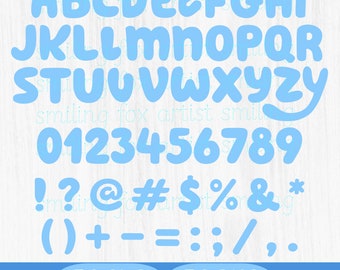 Bluey Inspired Font Pack, Blue Dog SVG, PNG Files, Digital, Cricut SVG, Birthday, Letters, Blue Alphabet, Numbers, Symbols, Shirts