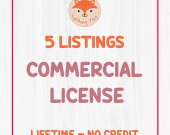 Commercial License - 5 Listings - No Attribution Commercial Use