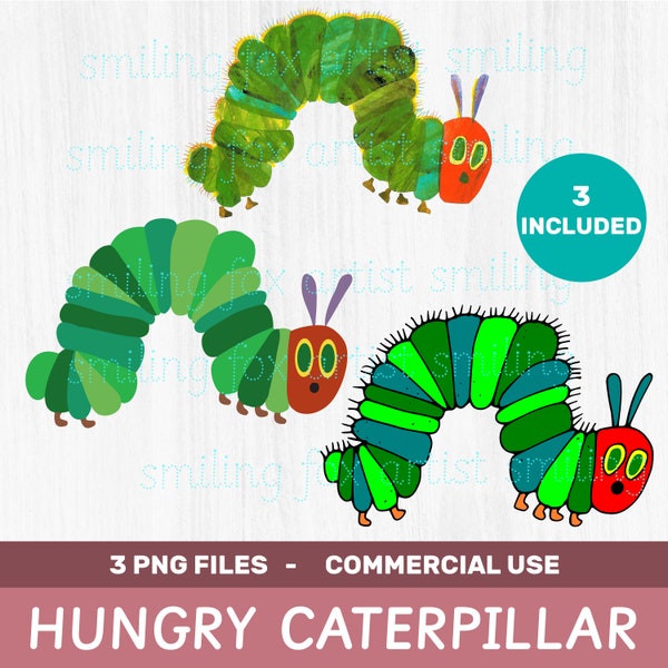 Hungry Caterpillar PNG, Eric Carle Character, Clipart For Kids, First Birthday, Decal, Toddler, Decoration, Iron On, Classroom Party Decor