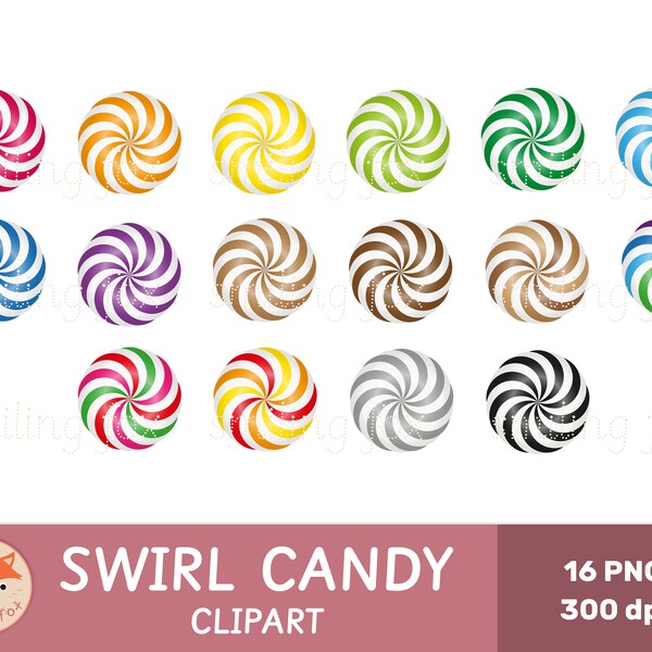 CANDY, Swirl, Peppermint, Lollipop, Christmas Sweets, Halloween, Party, Birthday, Ornament, Kids Clipart, Commercial Use