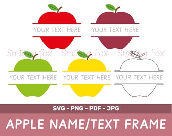 Apple Name or Text Frame Clipart, Apple Monogram svg vector, jpg, png, pdf, Fruit, Teacher Appreciation, School, Commercial Use