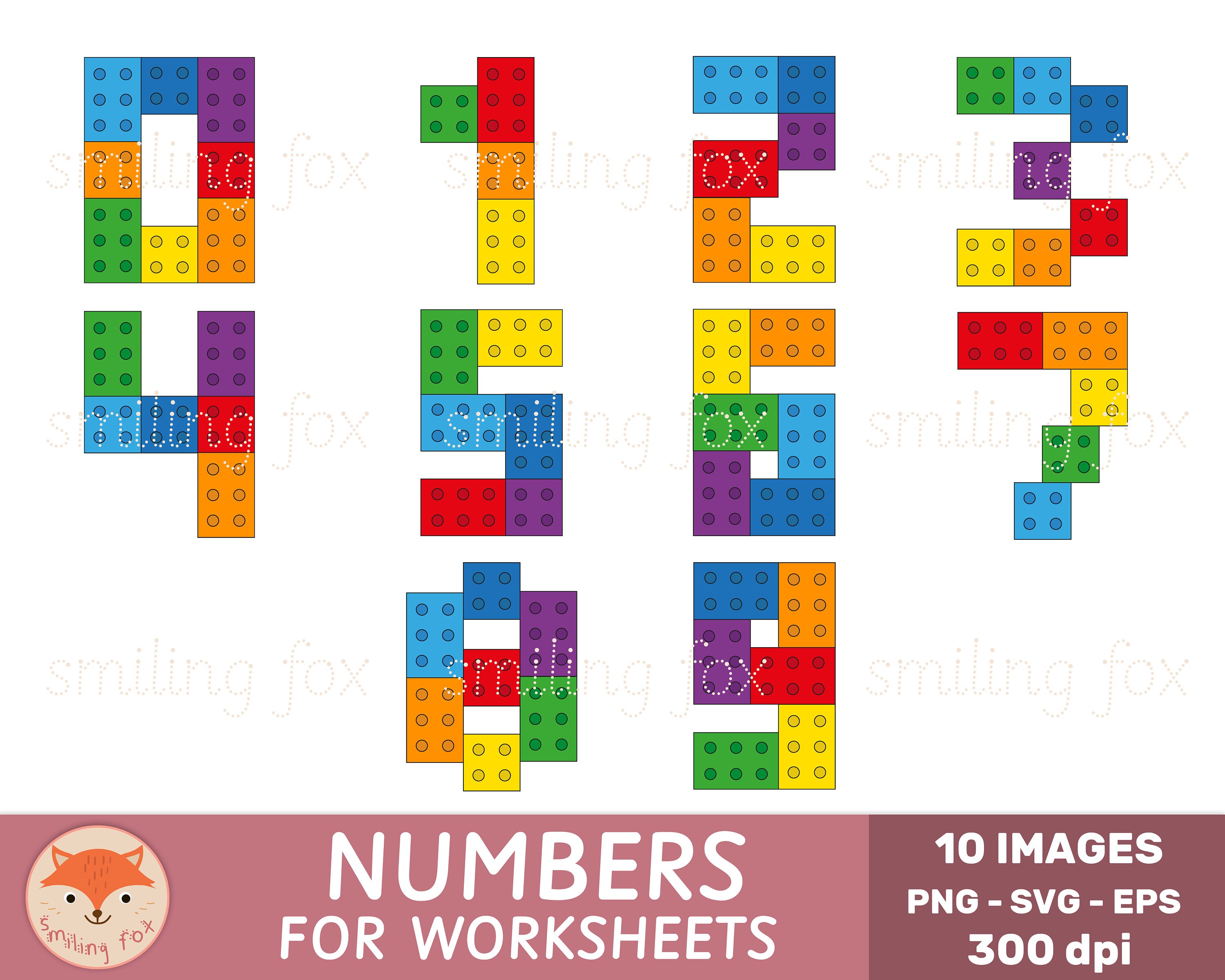 Numbers With Building Bricks Clip Art, Math Centers, Create Math ...
