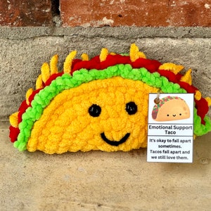 Emotional support taco,  crocheted taco plush, taco lover, teacher gift, teacher appreciation week, Mother’s Day gift, Father’s Day gift