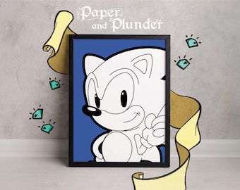 Lámina de Sonic the Hedgehog, arte de videojuegos de Sega (4x6, 5x7, A4 o A3)
