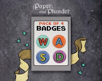 Insignias WASD, teclas para jugadores de PC, paquete de 4