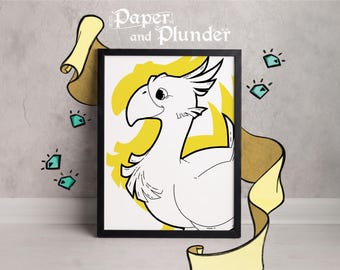 Lámina de Chocobo, Arte del videojuego Final Fantasy (4x6, 5x7, A4 o A3)