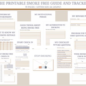 The Printable Smoke Free Guide and Tracker | Stop Smoking | Quit Smoking | Printable Stop Smoking Goal Planner | New Years resolution image 1