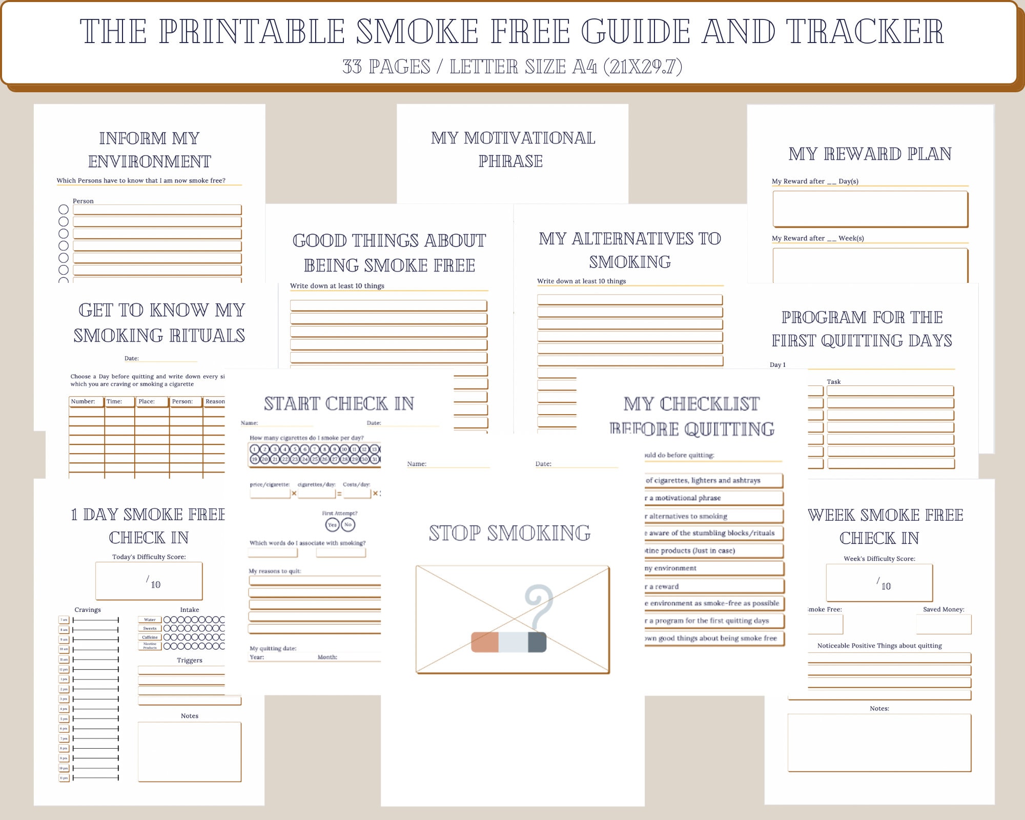 the printable smoke free guide and tracker | stop smoking | quit