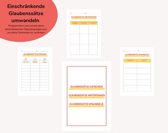 Shadow work worksheet, transforming beliefs, transforming limiting beliefs, shifting mindset, inner child work