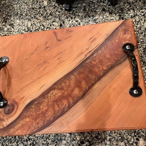 Custom Handmade Wooden Epoxy Charcuterie Board | Wood Epoxy Board | Handled Board | Wooden Charcuterie Board | Wood Serving Tray