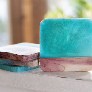 Custom Handmade Wooden Epoxy Coasters | Wood Epoxy Coaster Set | Handmade Coasters | Wood Coaster Set | Resin Stylish Drink Coasters