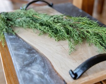 Custom Handmade Wooden Epoxy Charcuterie Board | Wood Epoxy Board | Handled Board | Wooden Charcuterie Board | Wood Serving Tray