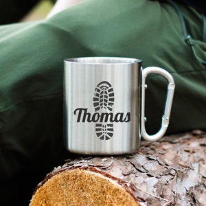 Stainless steel cup for hikers, mountains, outdoor, personalized, camping mug, hiking gift