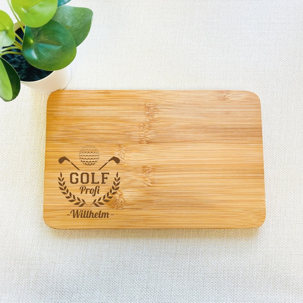 Holz Brettchen Golf Geschenk für Golfer personalisiert mit Namen