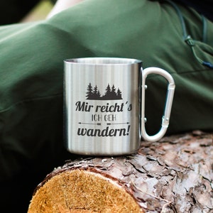 personalized cup made of stainless steel, mountain motif, hiking, camping mug, camp accessories