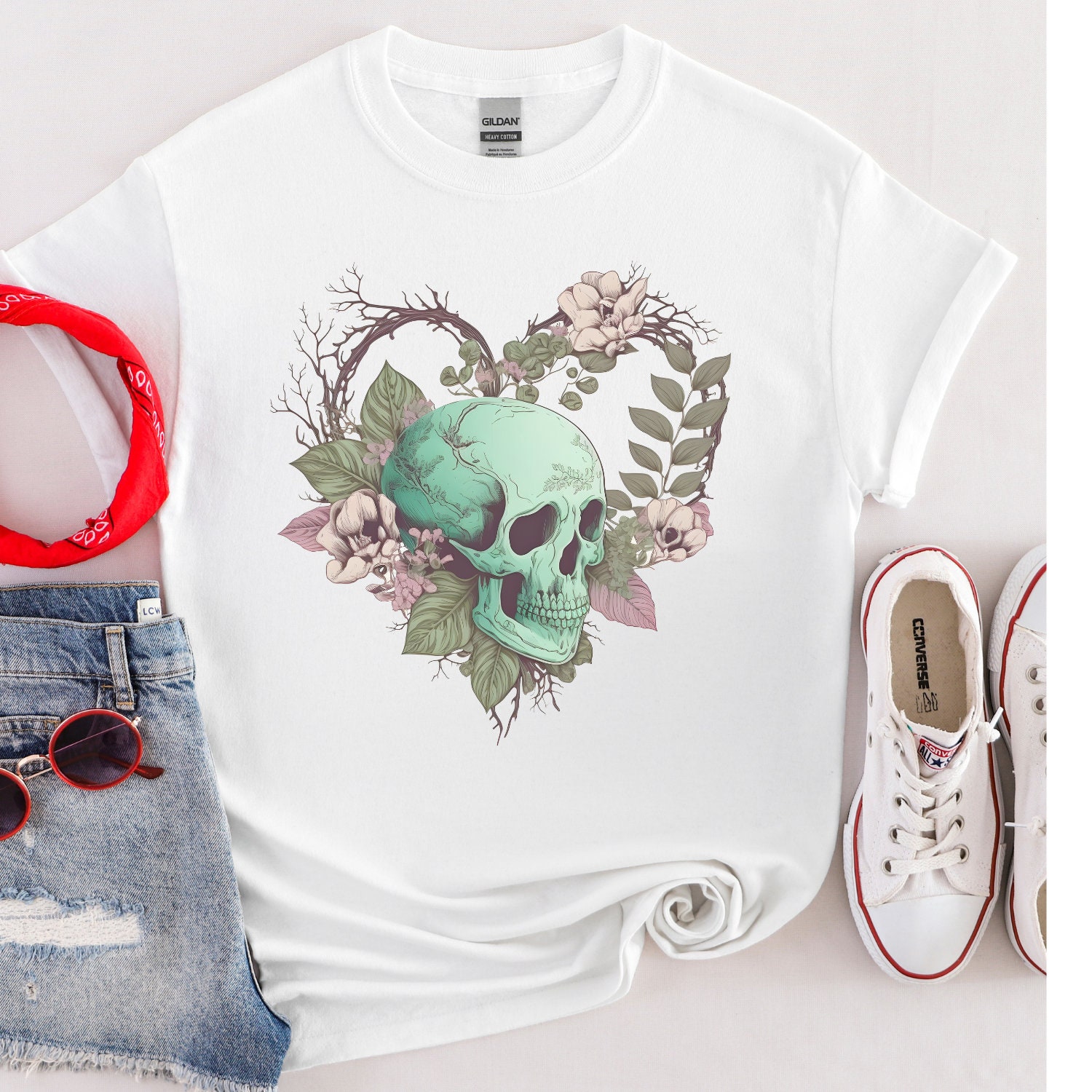 CHRLDR Flower Skull Classic T-Shirt - White