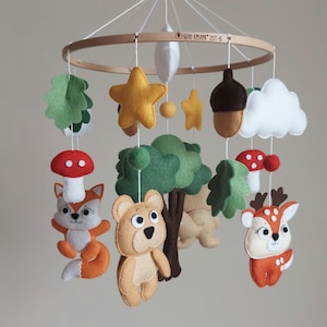 Woodland baby mobile, Forest mobile, Jungle mobile, Animals mobile, Felt baby mobile, Nursery mobile, Crib mobile, Nursery decor, Baby gift
