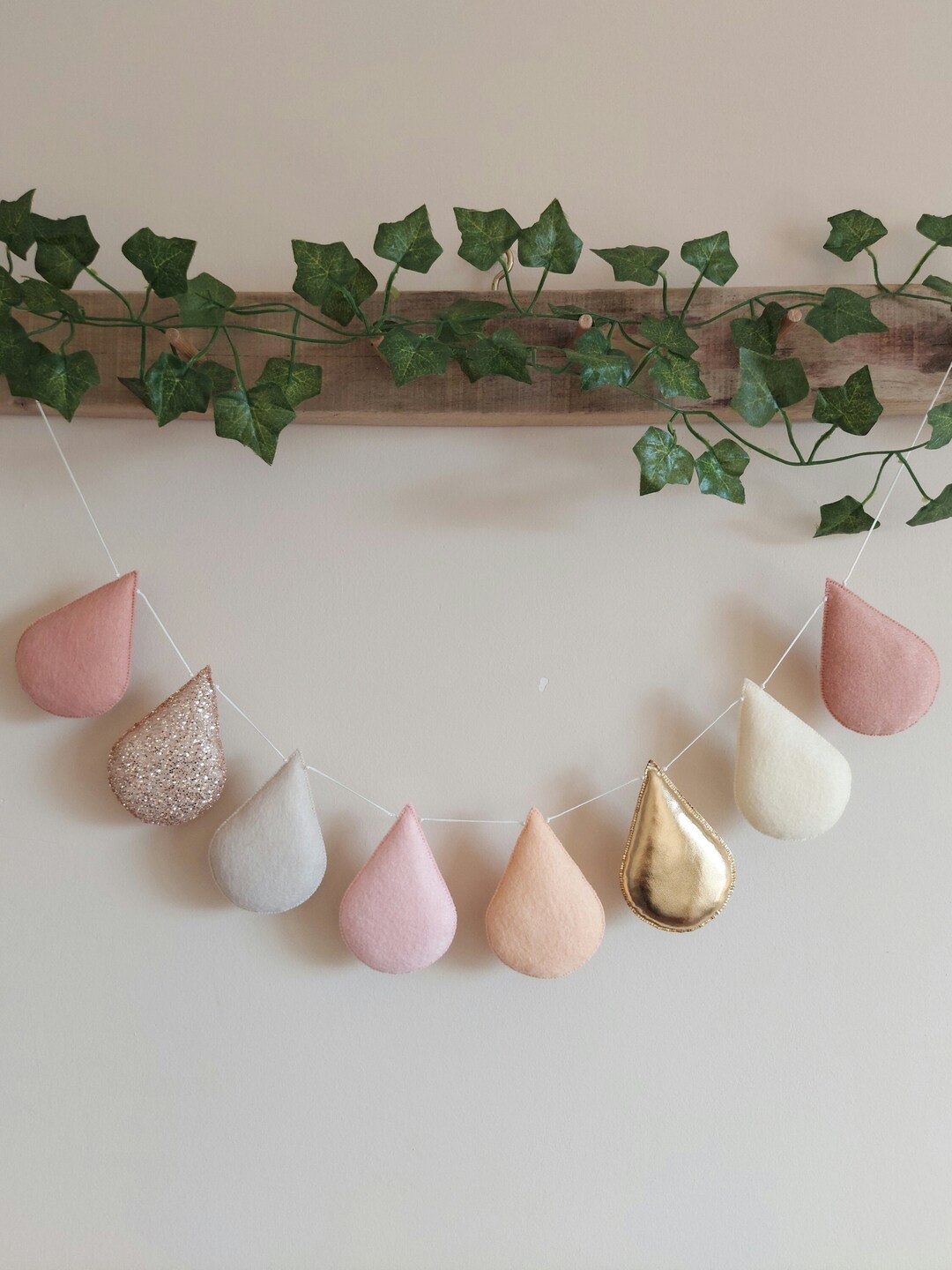 Felt Raindrop Garland Droplet Nursery Garland Drop Garland Etsy