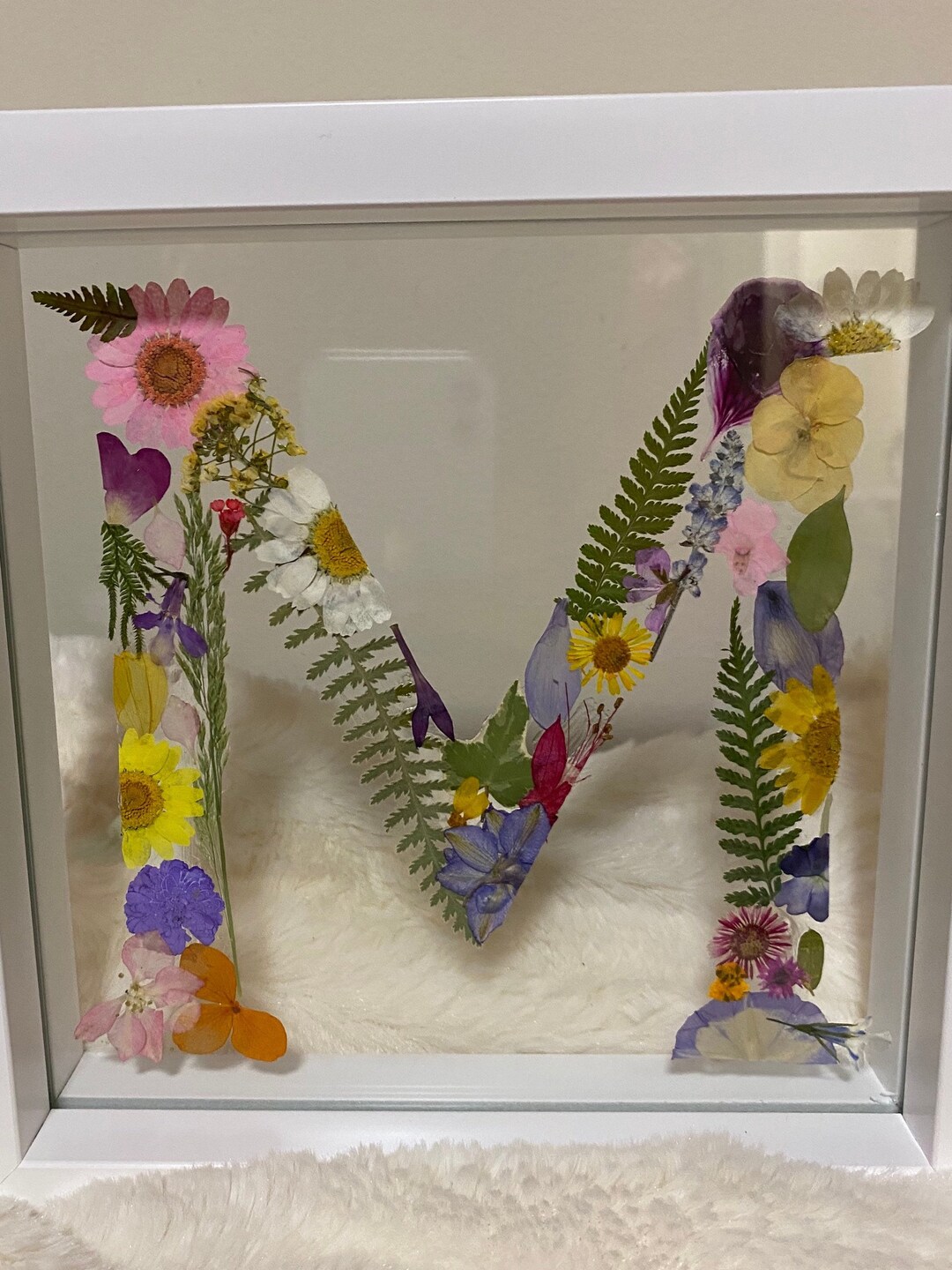 Custom Letters Framed Art Real Pressed Flowers Personalized Etsy