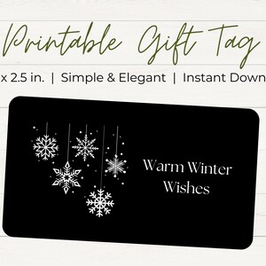 Cálidos deseos de invierno Etiqueta de regalo de Navidad imprimible / 3 pulgadas x 2,5 pulgadas / Simple y elegante / Descarga instantánea