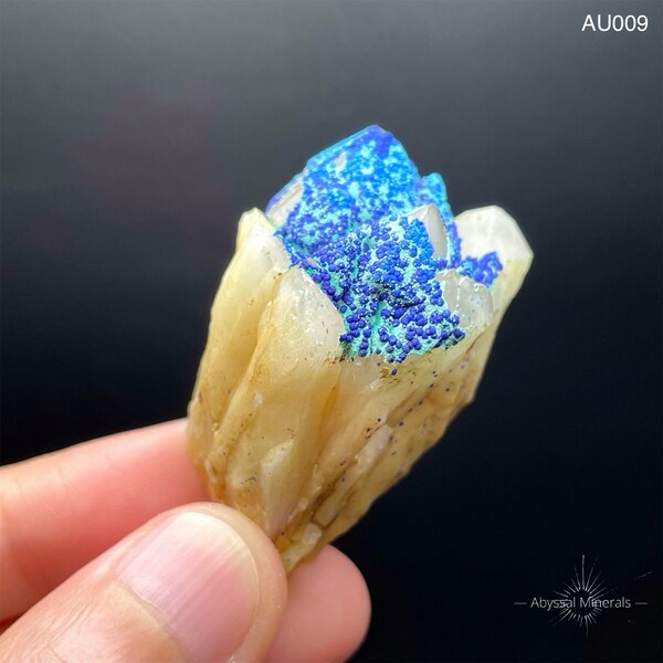 Azurite & Chrysocolla on Quartz from Yunnan, China, Newly found spar, Crystal, Mineral Specimen, AU009