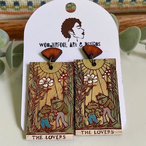 Puces d'oreilles pour amoureux style tarot grenouille et crapaud
