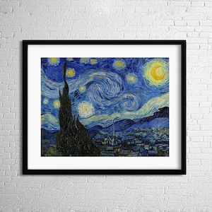 Van Gogh Starry Night Famous Painting,Vintage Landscape Print Art,Van Gogh Print,Printable Wall Art,Van Gogh Poster,Wall Art,Eclectic Art