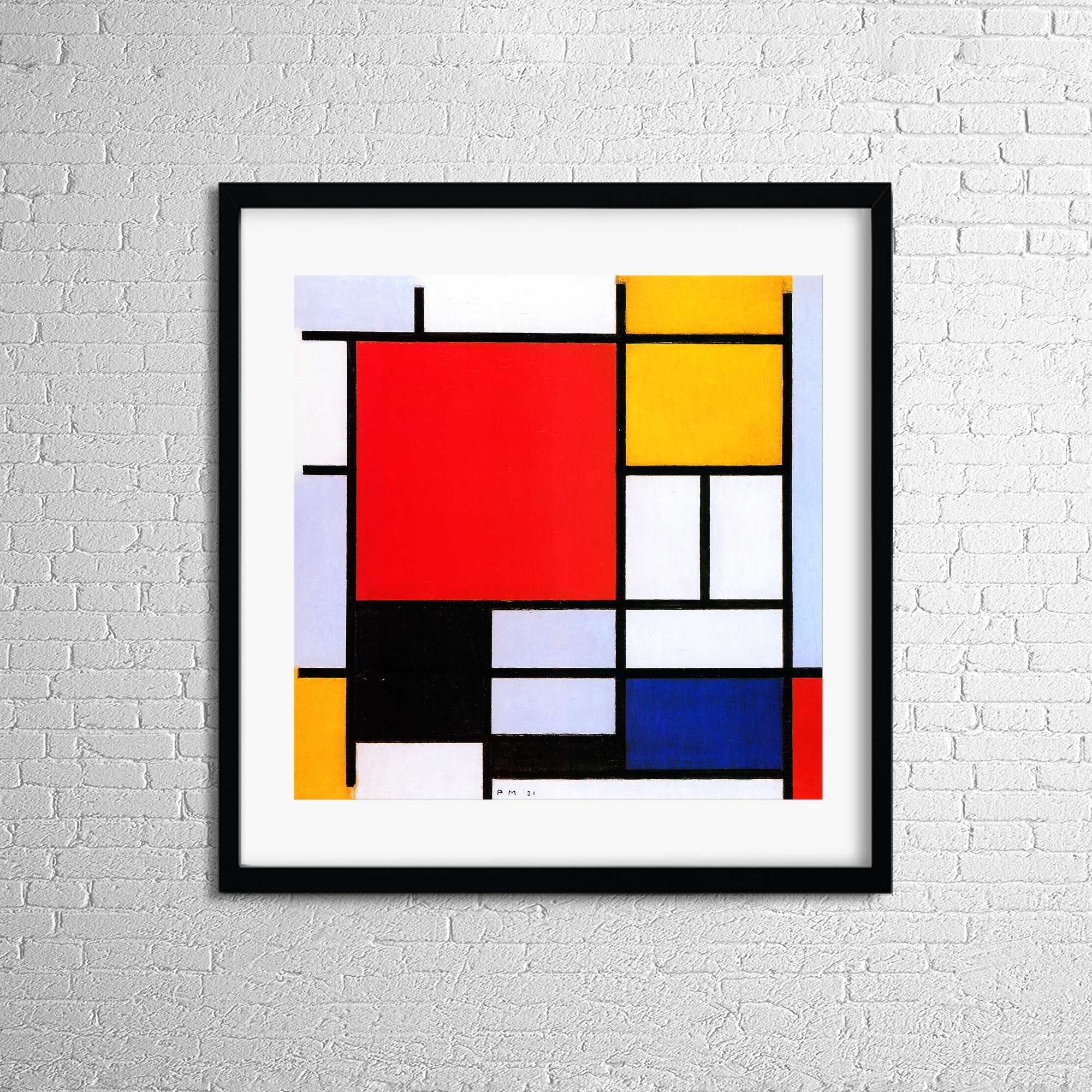 アート・デザイン・音楽 Mondrian Piet Mondrian Lithograph 180 Ex COA Original Signature And