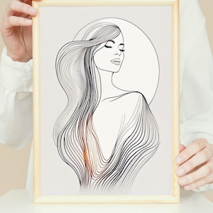 Abstract Woman Line Art Print: Minimalist Female Figure (Digital Download)