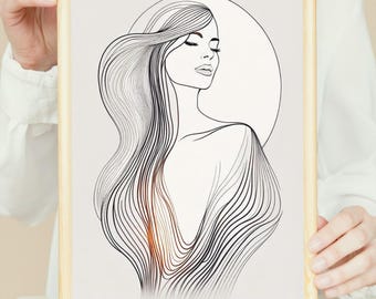 Abstract Woman Line Art Print: Minimalist Female Figure (Digital Download)
